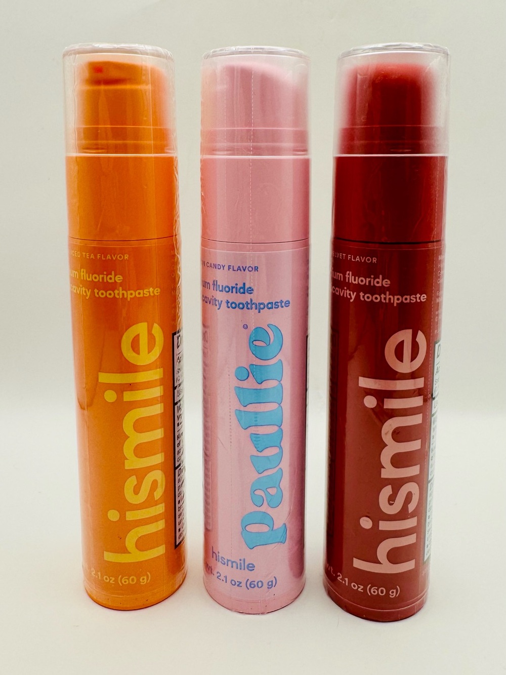 Hismile Anticavity Toothpaste x 3 - Peach Iced Tea, Cotton Candy & Red Velvet